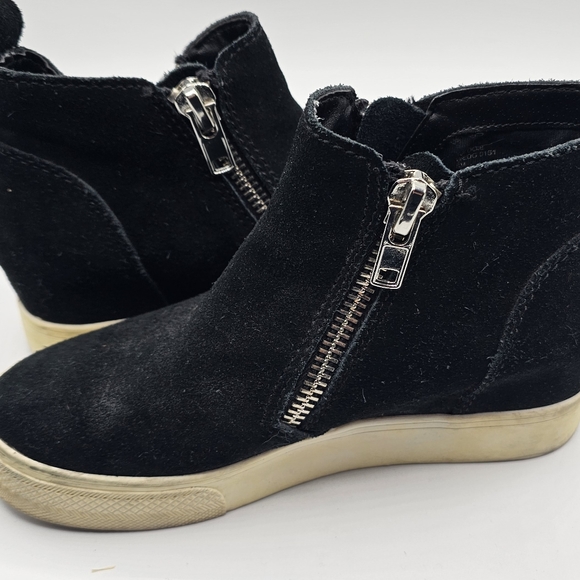 Steve Madden Black Suede Wedgie Platform Ankle Sneakers - Picture 10 of 13